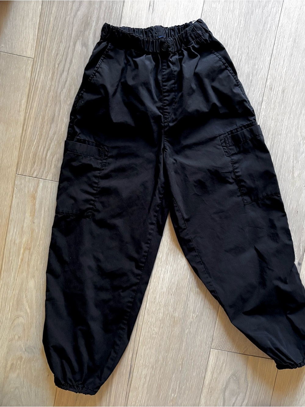 Black Cargo Jogger Pants - Elastic Waist